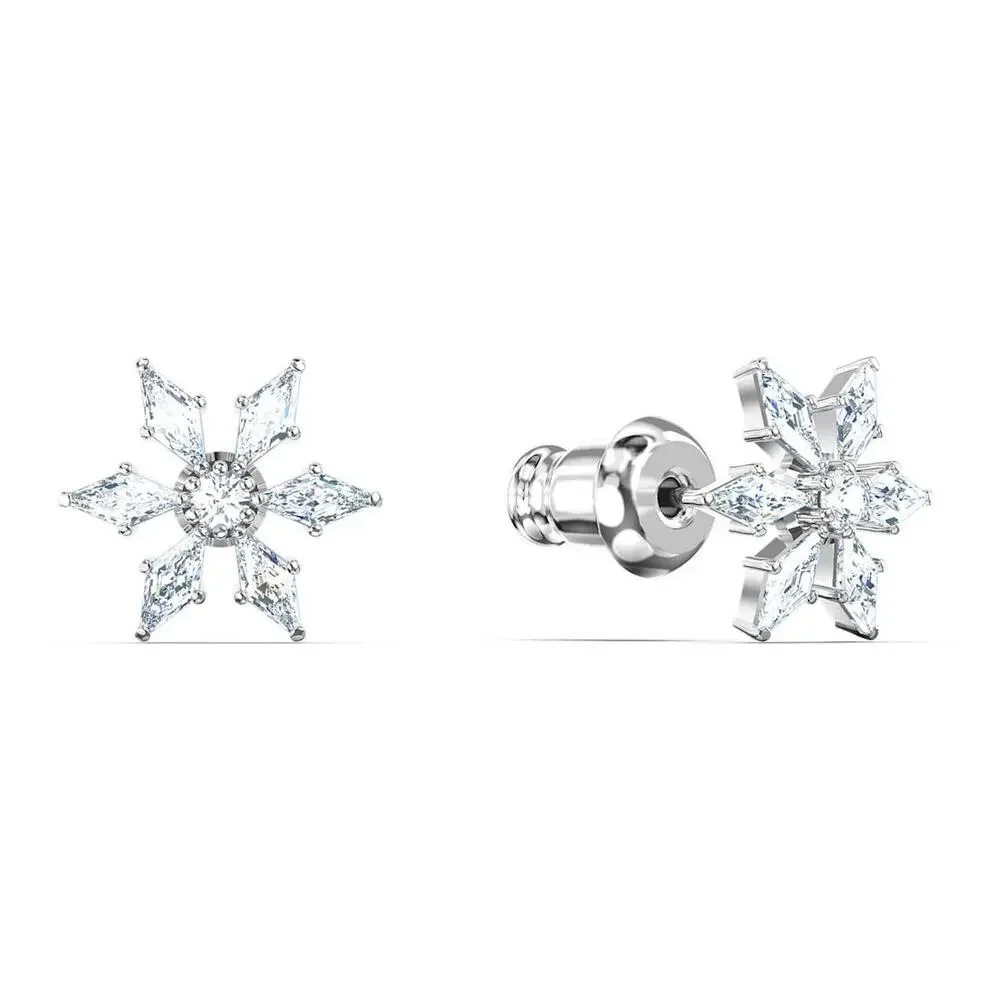 Swarovski Crystal Magic Chain Pierced Earrings, White, Rhodium Plated